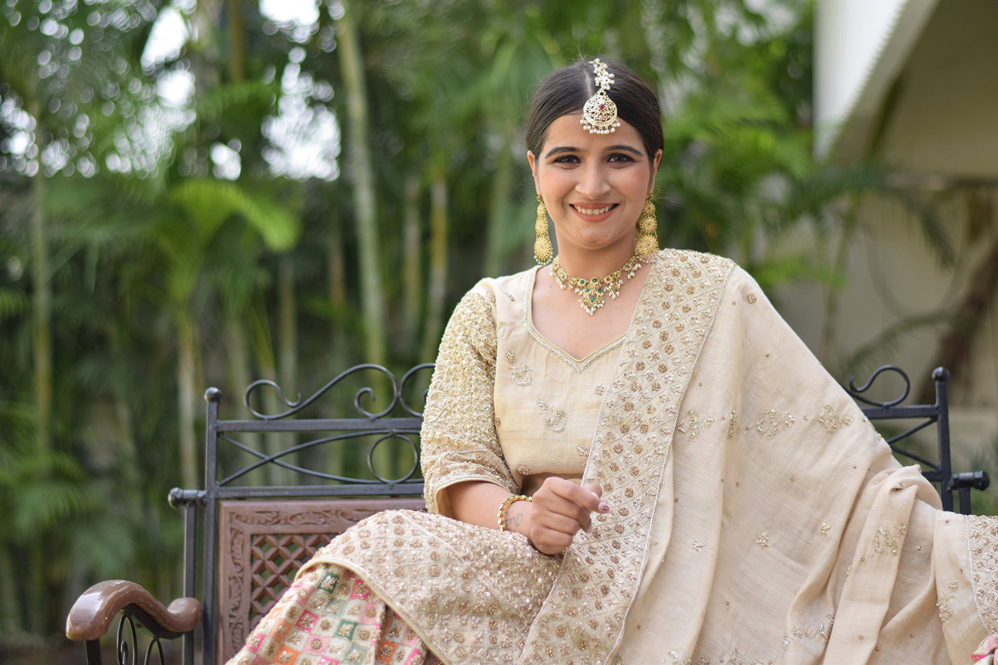 Indian women wearing brocade Gharara