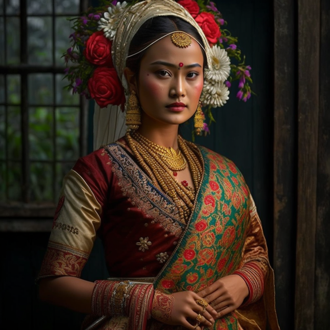 Indian women wearing Traditional Manipuri dress