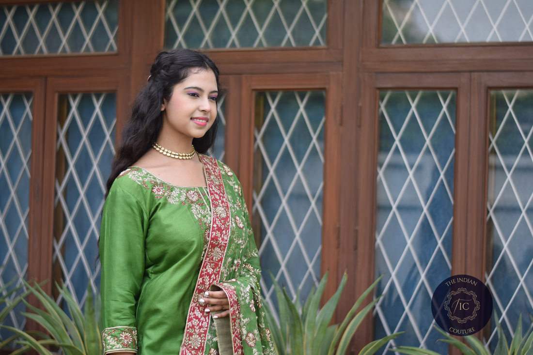 Indian Women wearing hand embroidered Kamkhawab Gharara