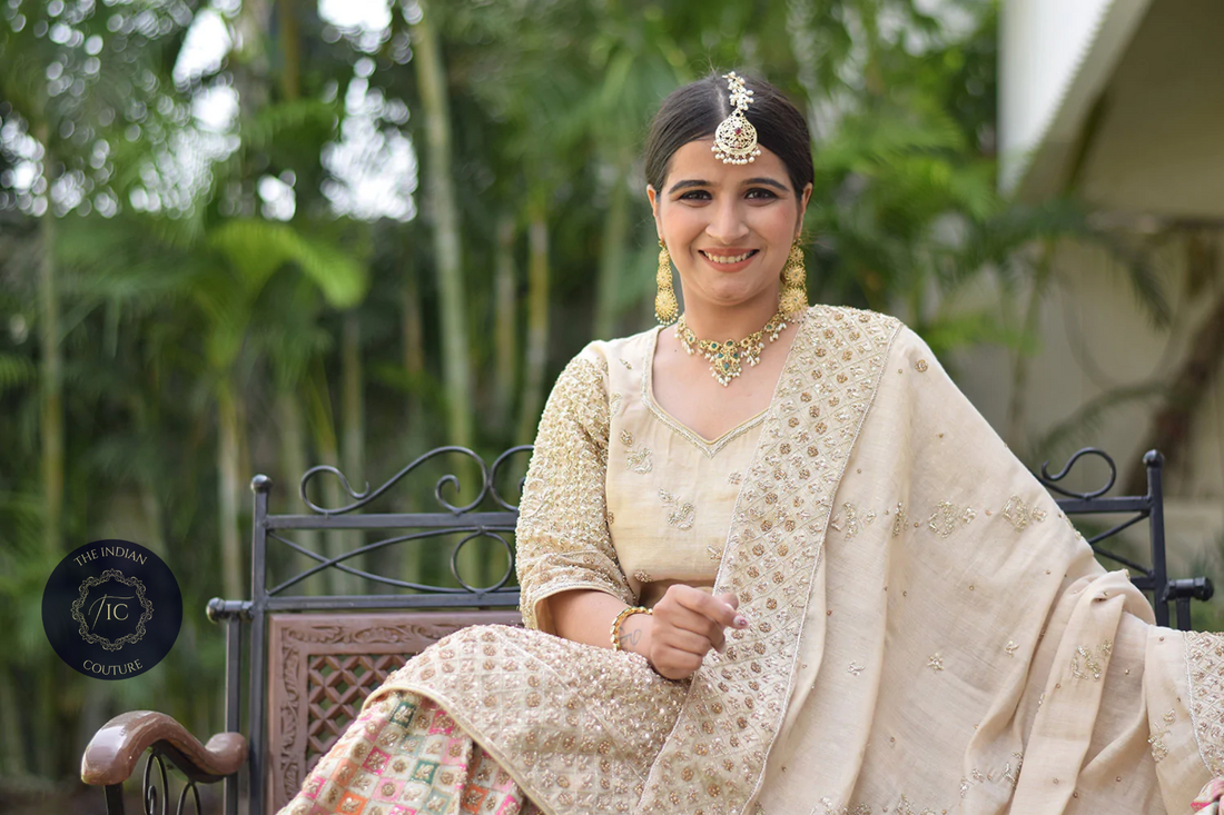 Indian women wearing hand embroidered Brocade gharara