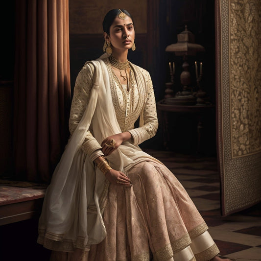 Indian women wearing hand embroidered sharara