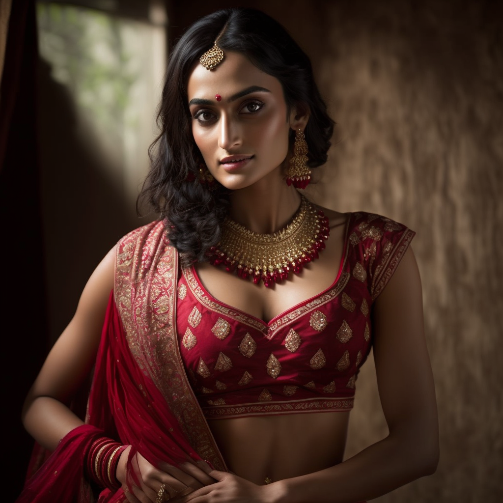 Indian women wearing red bridal lehenga