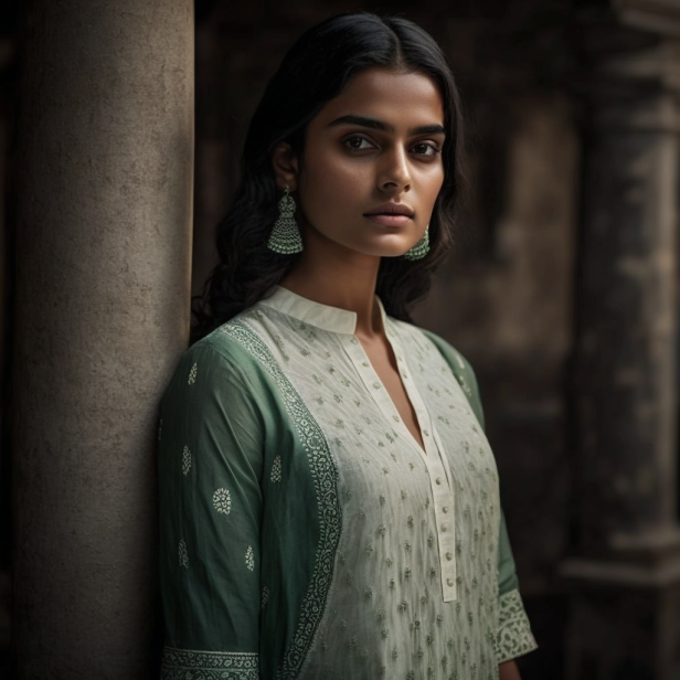 Indian women wearing hand embroidered chikankari kurta set