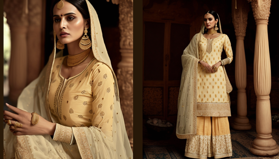 Indian women wearing traditional Yellow ethnic dress for haldi 