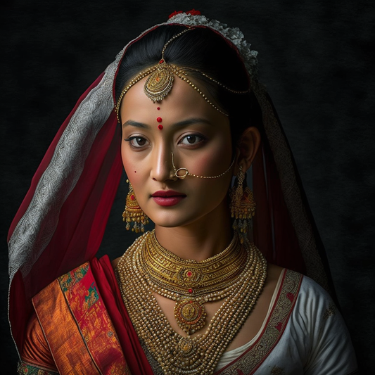 Sikkim women wearing traditional Sikkim dress with jewellary 