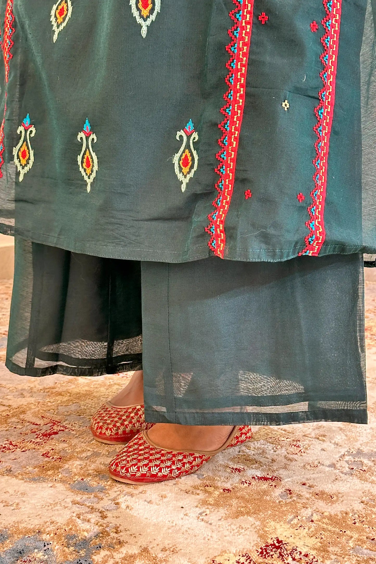 Green Chanderi Festive Wear Suit with Banarasi Silk Dupatta