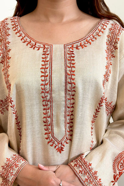 Golden Chanderi Formal Wear Kurta Set with Resham Embroidery