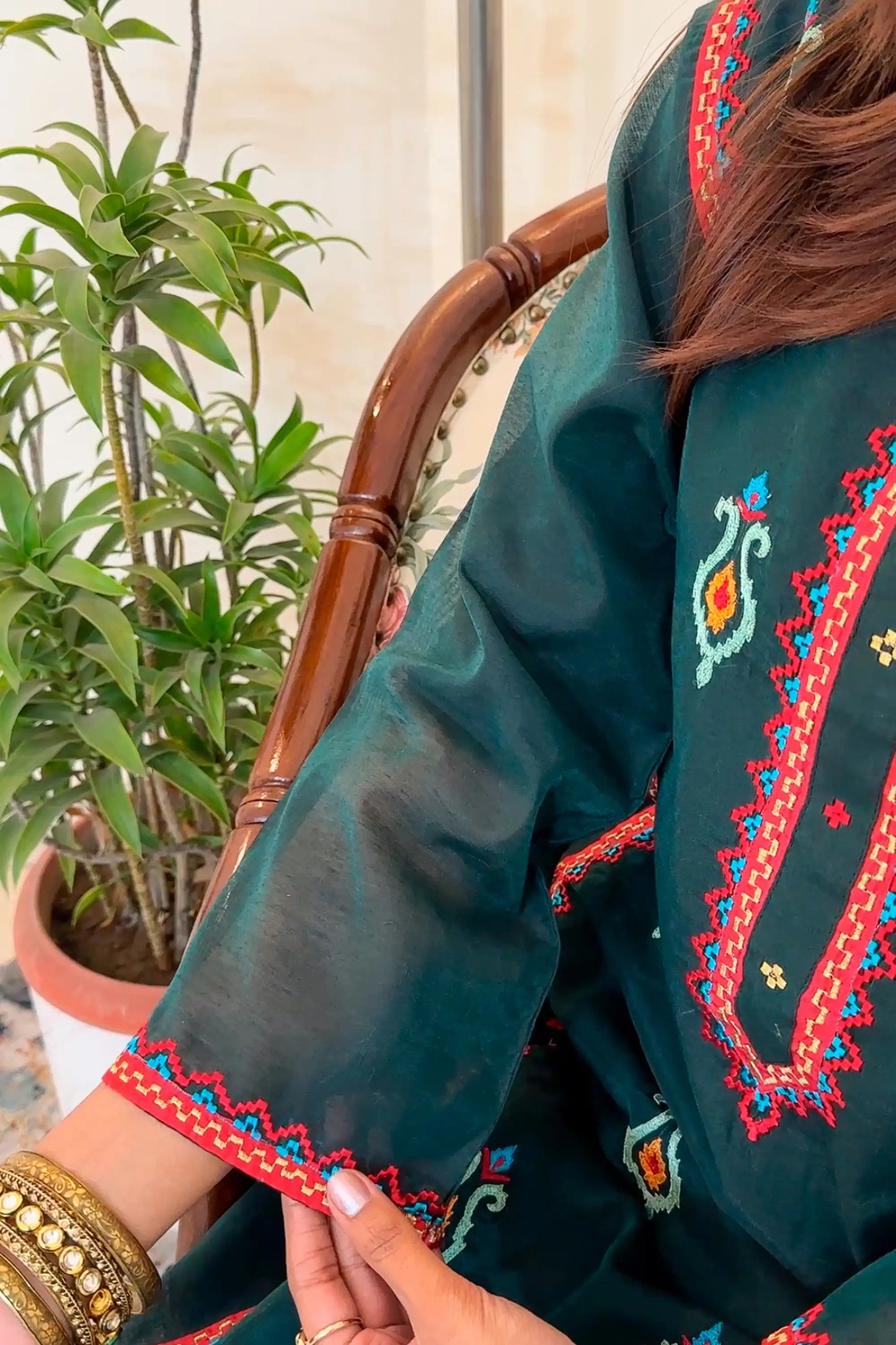 Green Chanderi Festive Wear Suit with Banarasi Silk Dupatta