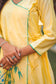 Yellow resham embroidered chanderi angrakha and dupatta with yellow palazzo