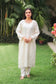 Off-white chanderi cut-work kurta and dupatta with off-white trousers