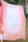 Detail of the pink chiffon dupatta as styled by the model.