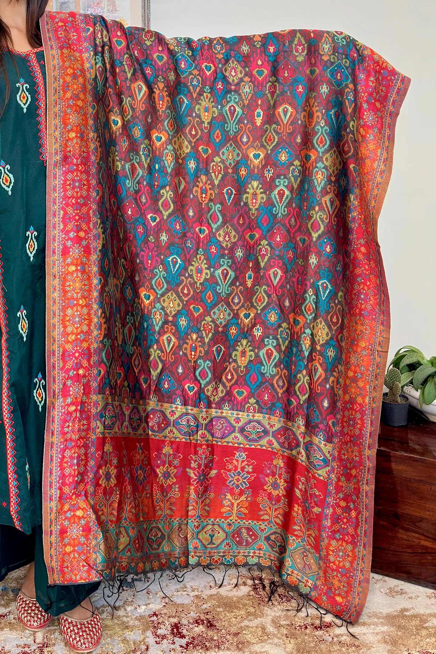 Green Chanderi Festive Wear Suit with Banarasi Silk Dupatta