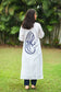 White chanderi patchwork kurta and dupatta with navy blue trousers
