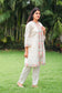 Bahaar-E-Chinaar Off-White Cotton Front open tunic With Off-White trousers And Off-White Cotton Dupatta