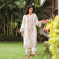 Bahaar-E-Chinaar Off-White Cotton Front open kurta With Off-White trousers And Off-White Cotton Dupatta