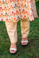 Cream linen resham embroidered kurta and cream dupatta with cream trousers