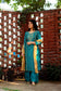 Blue Banarasi Silk Kurta with applique, blue silk palazzo and golden tissue dupatta