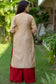 Beige silk applique work kurta & dupatta with maroon palazzo
