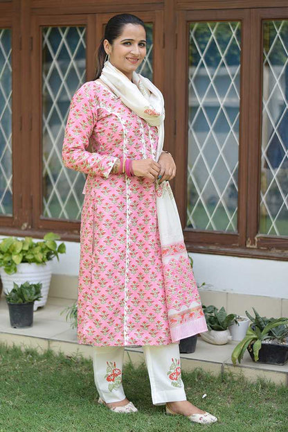 Indian women showing applique work designs