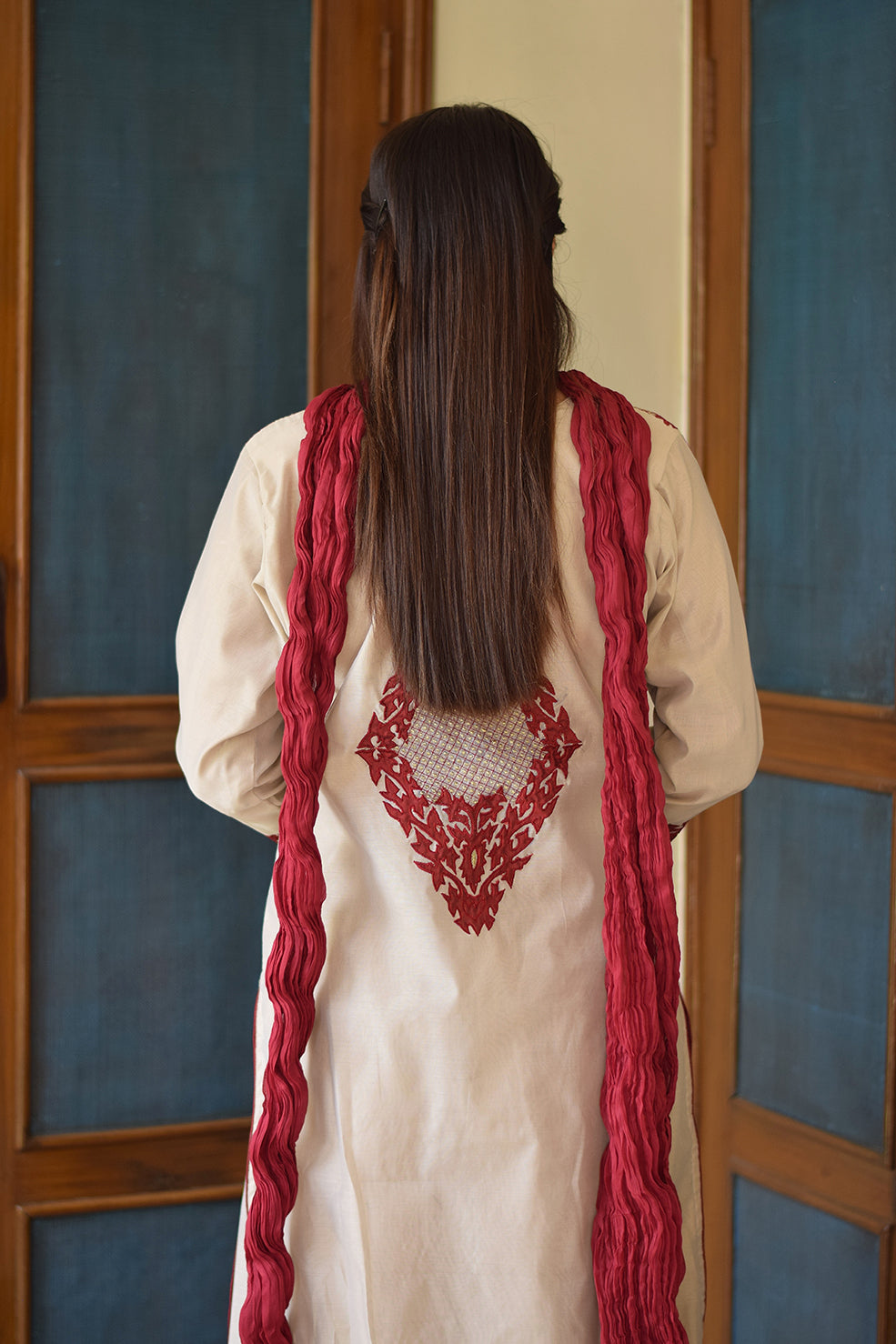 Indian women wearing cutwork kurta