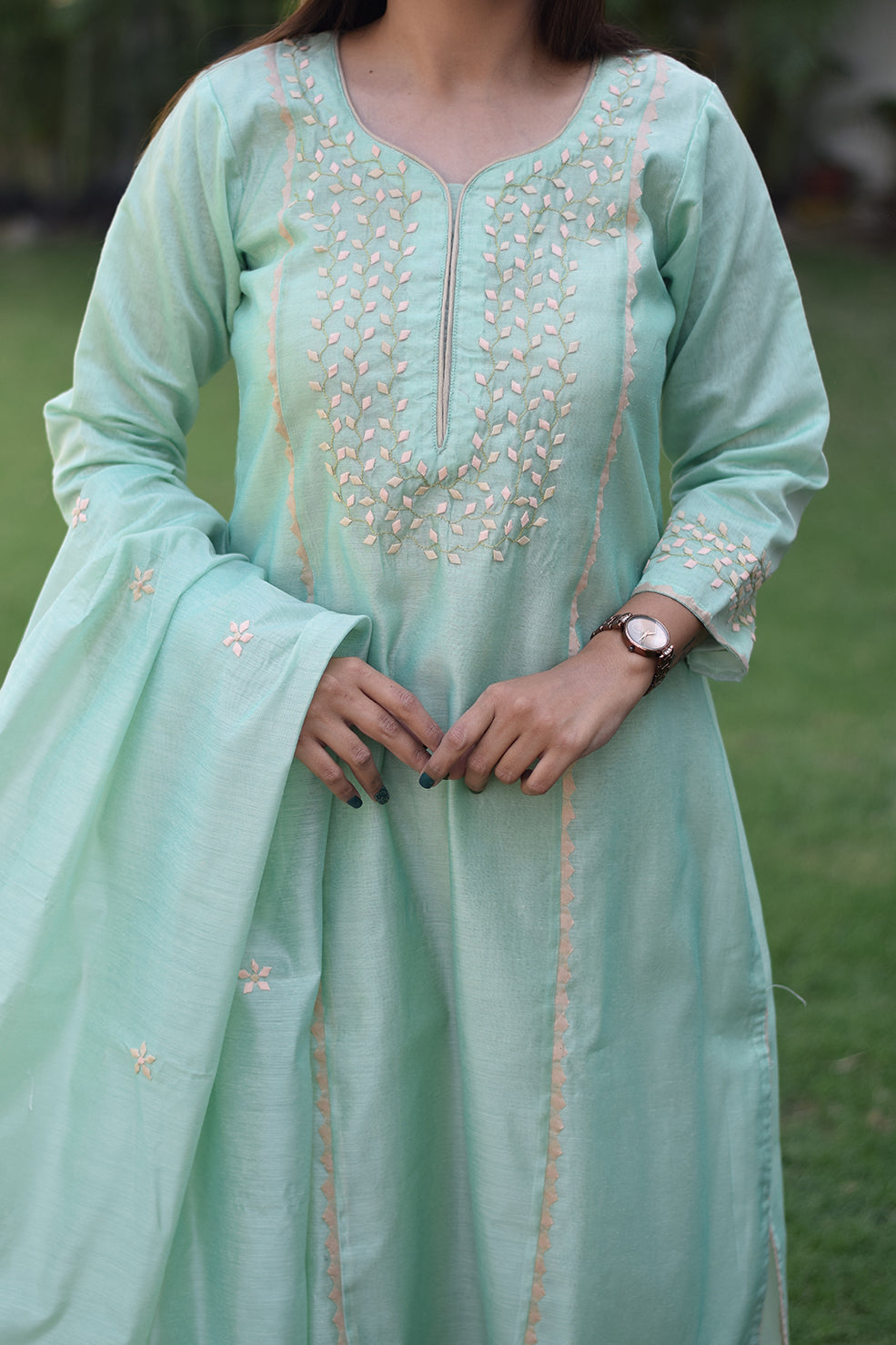 Silk Kurti from Kashmir with Aari Embroidery by Hand | Exotic India Art