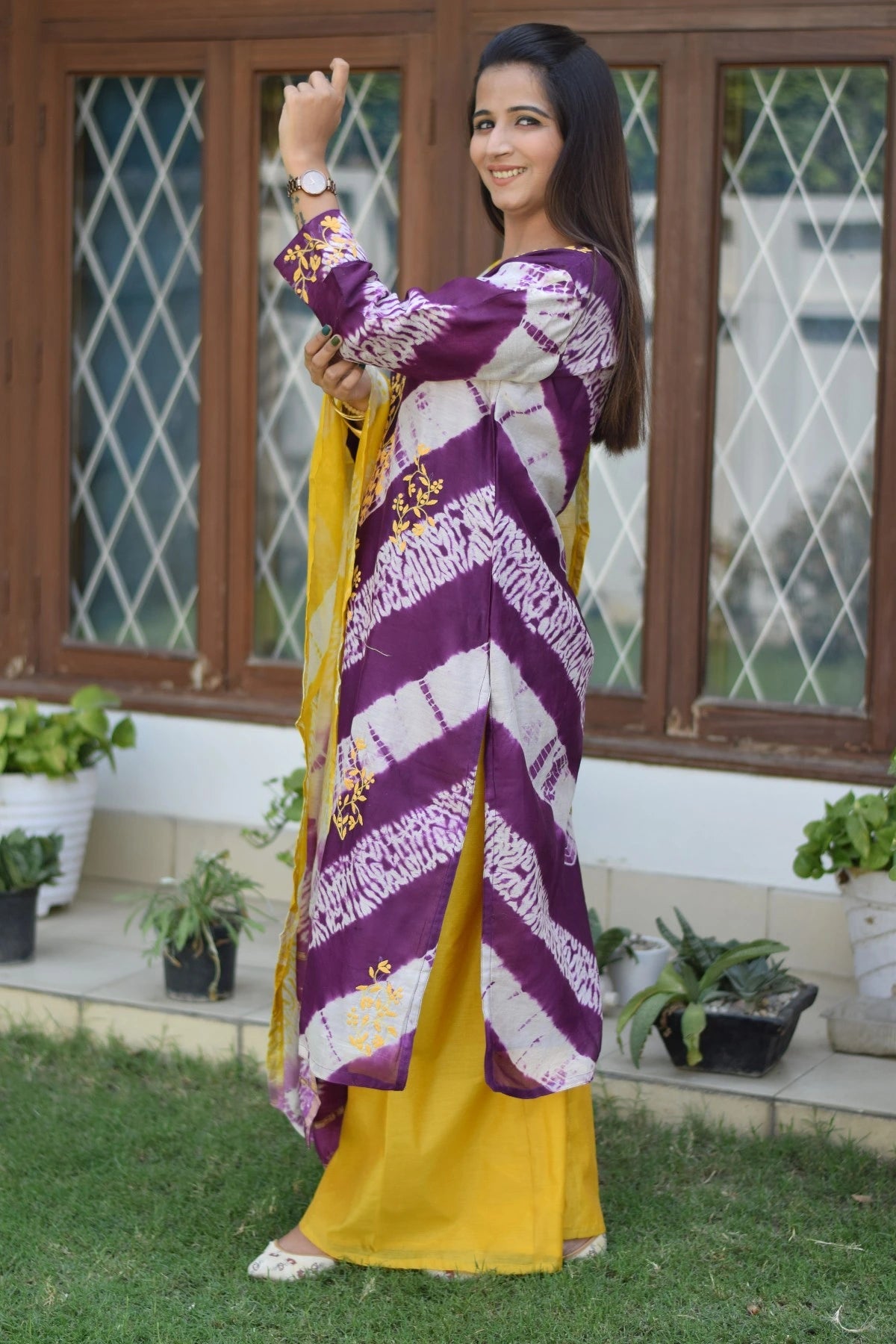 Indian women wearing applique dress
