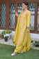 A yellow Banarasi cotton silk kurta draped elegantly on a woman's frame.