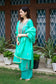 A charming sea green zari kurta with a mandarin collar and quarter sleeves.