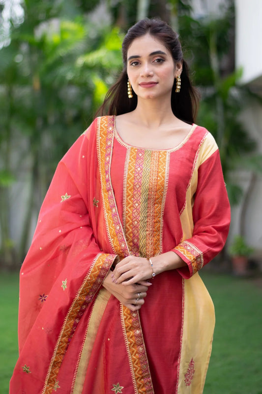 Indian women wearing zardosi work suit