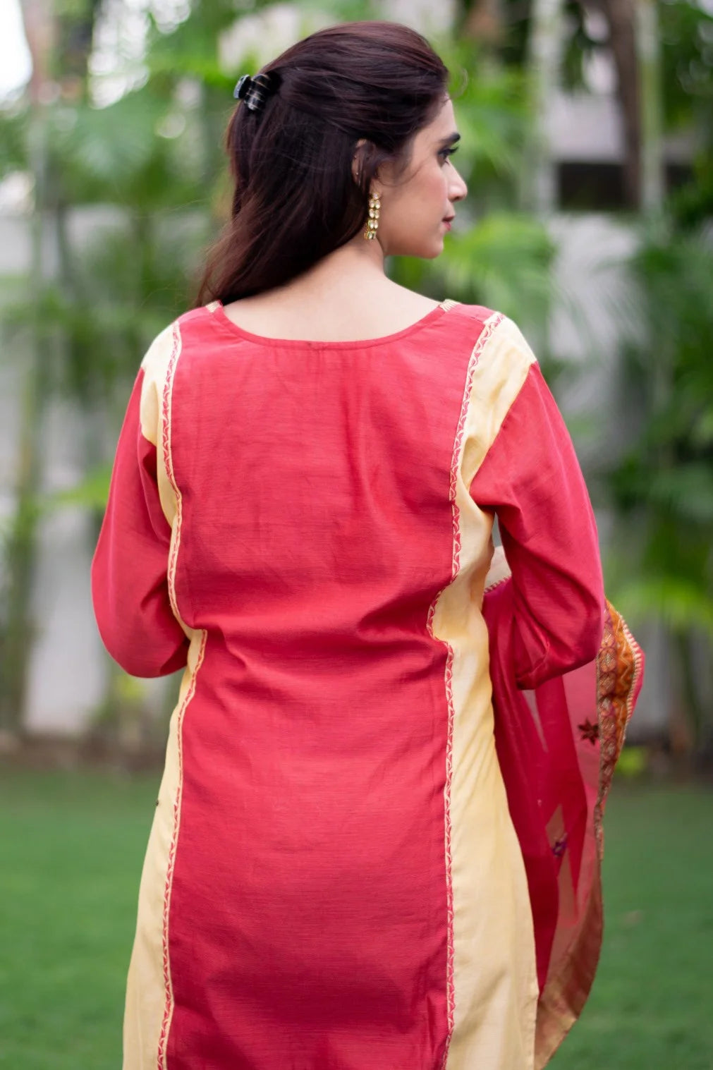 Indian women wearing dabka work kurta