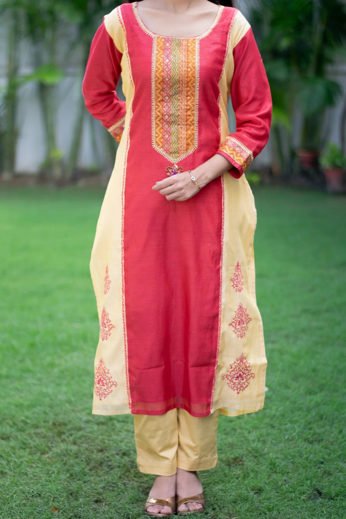 Indian women wearing zardosi kurta online shopping