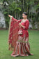 Woman wearing elegant Maroon Silk & Kamkhab Tilla Embroidered Gharara set