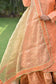 A fashionable Peach Kamkhab Farshi Gharara, Peach Chanderi Kurta & Golden Dupatta with Tissue Applique Work attire
