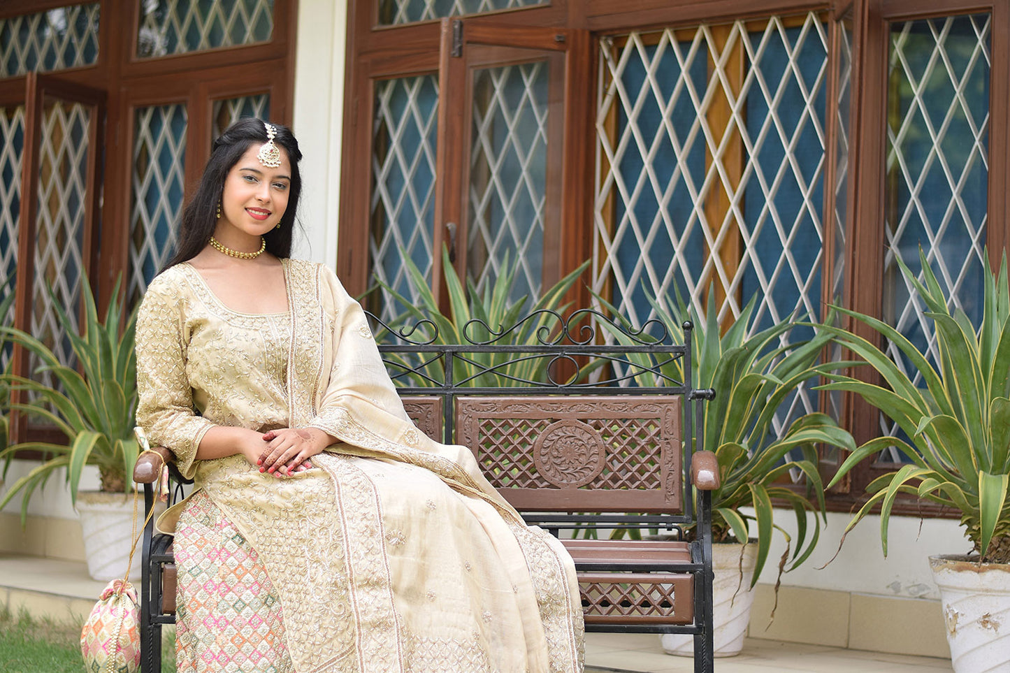 Radiant Bride in Multicolored Brocade Lehenga Set with Intricate Zardozi Embroidery