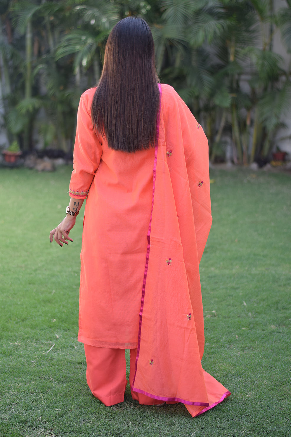 Indian women wearing embroidery kurti