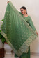 Green Banarasi Silk Kurta With Kikri, Green Banarasi Silk Dupatta With Green Palazzo