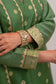 Green Banarasi Silk Kurta With Kikri, Green Banarasi Silk Dupatta With Green Palazzo