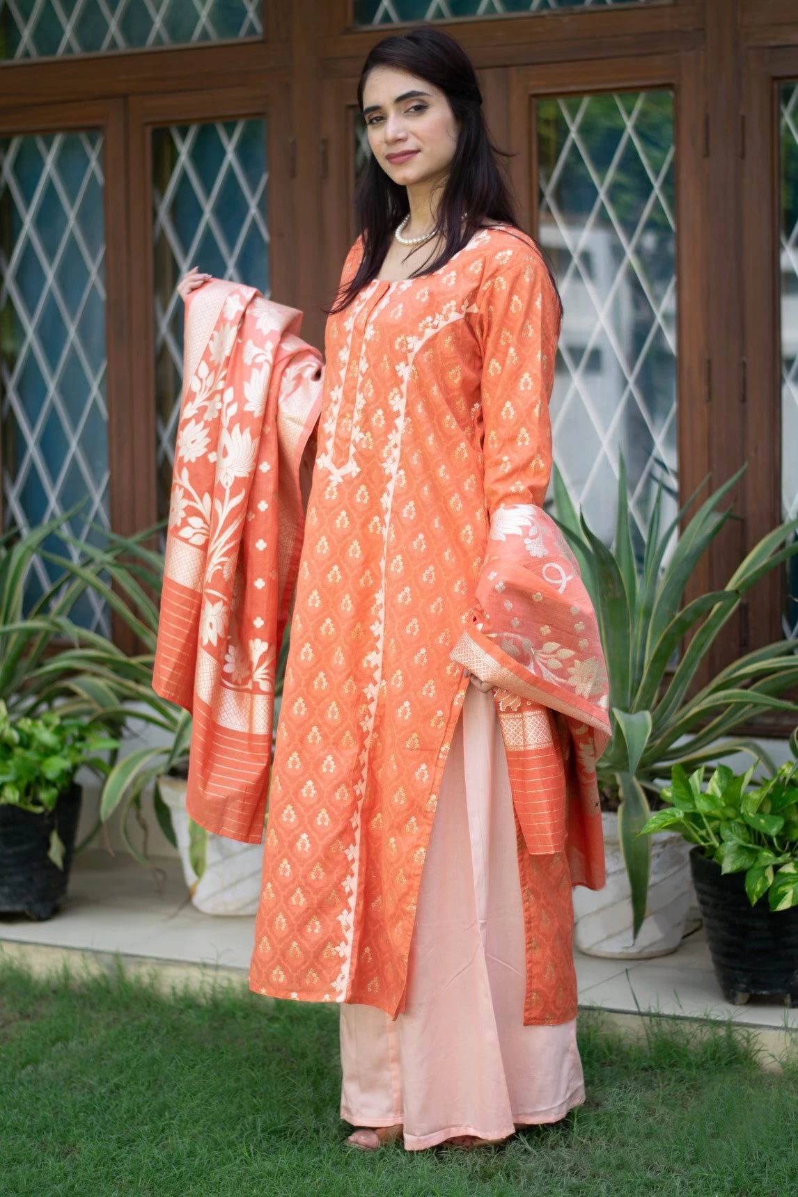 VredeVogel Cotton Silk Jacquard Kurta Pant With Banarasi Silk dupatta,  Green, Embroidery at Rs 999 in Surat