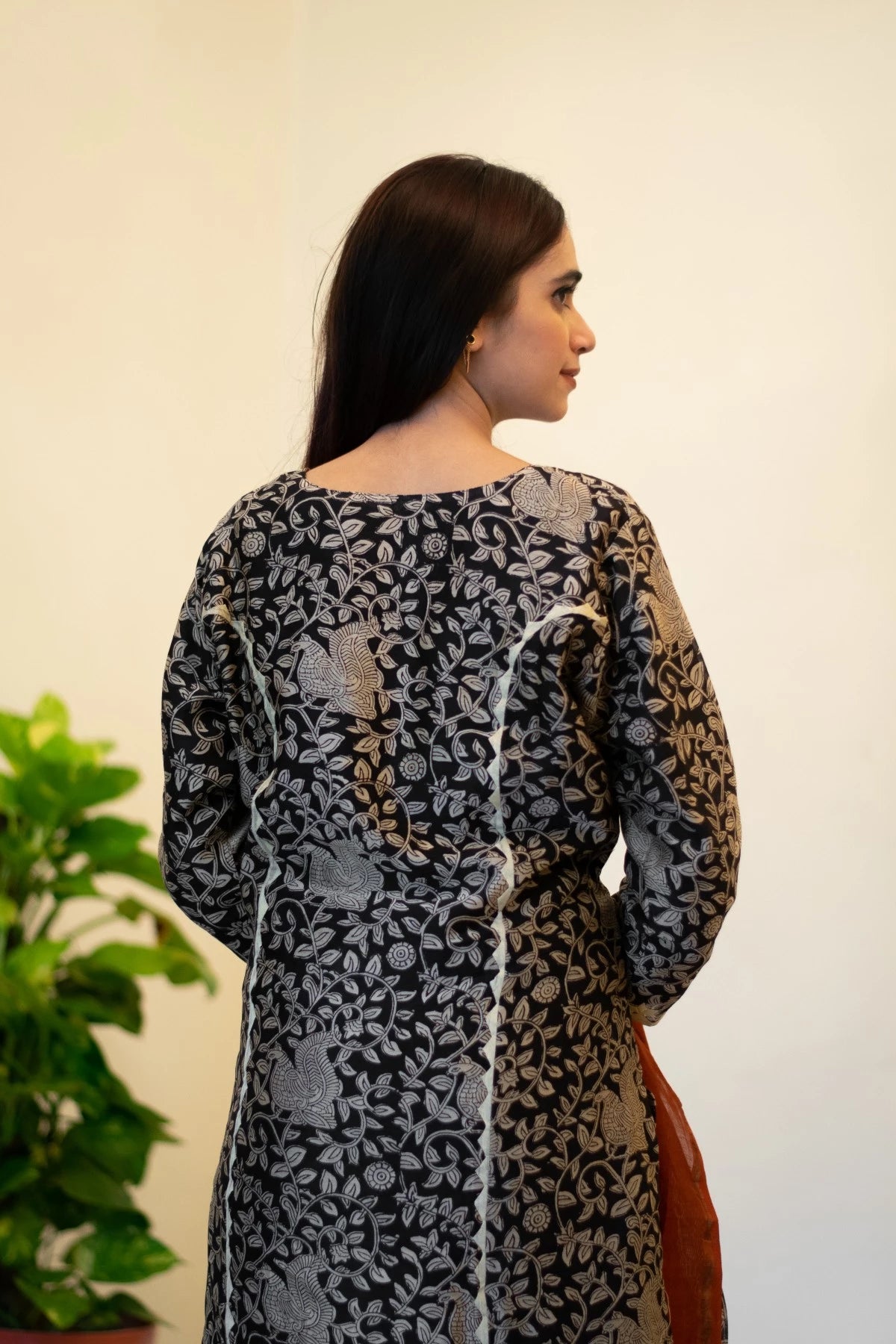 Indian women wearing Black kalamkari tops