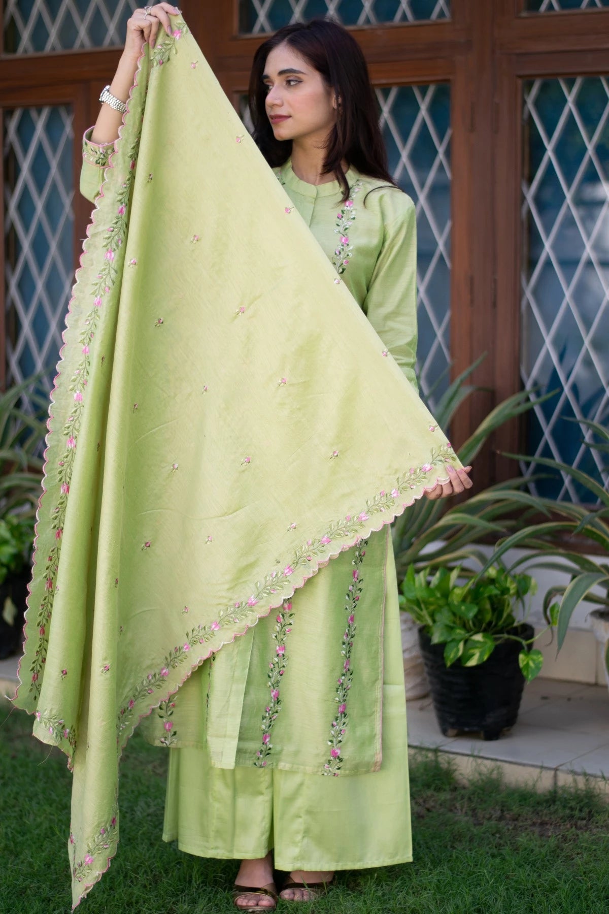 Indian women wearing  hand embroidery kurta